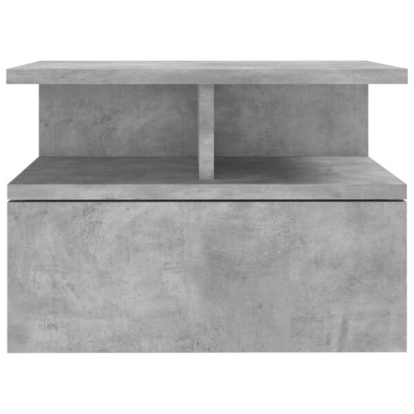 vidaXL Floating Nightstand Concrete Grey Engineered Wood Compact