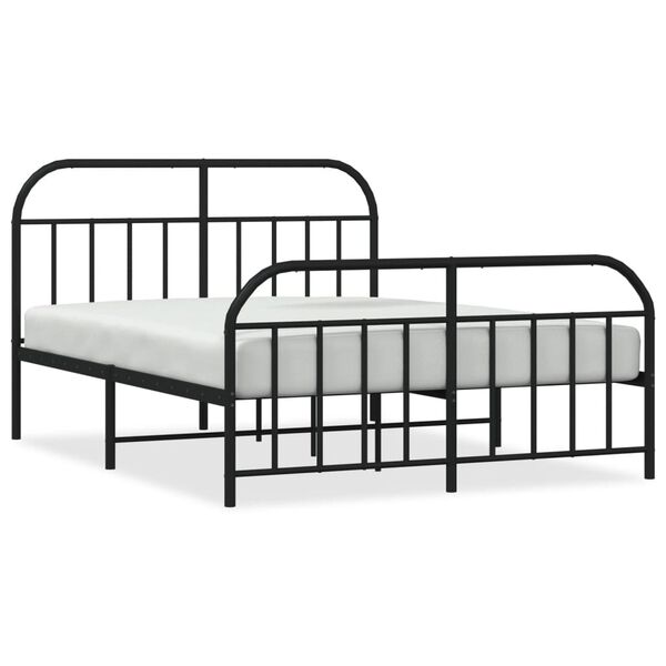vidaXL Bed Frame Black Steel Full Bed Frame Rectangular Full Bed
