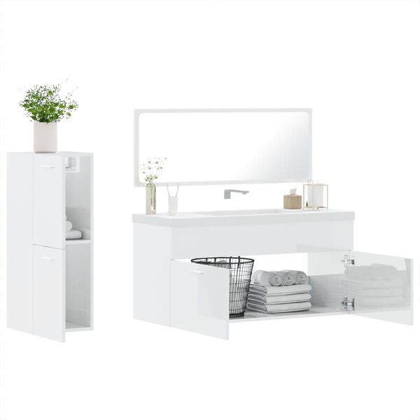 vidaXL Bathroom Furniture Set High Gloss White Engineered wood, Acrylic