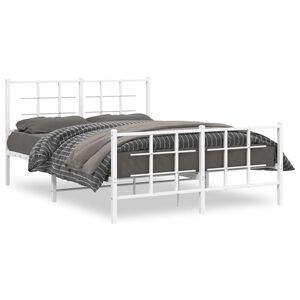 vidaXL Bed Frame White Powder-coated steel Double Bed Frame