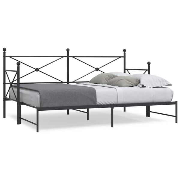 vidaXL Daybed With Trundle Black Steel 35.4 x 78.7 in