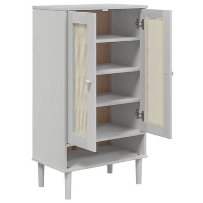 vidaXL Shoe Cabinet SENJA Rattan Look White 23.4"x13.8"x42.1" Solid Wood