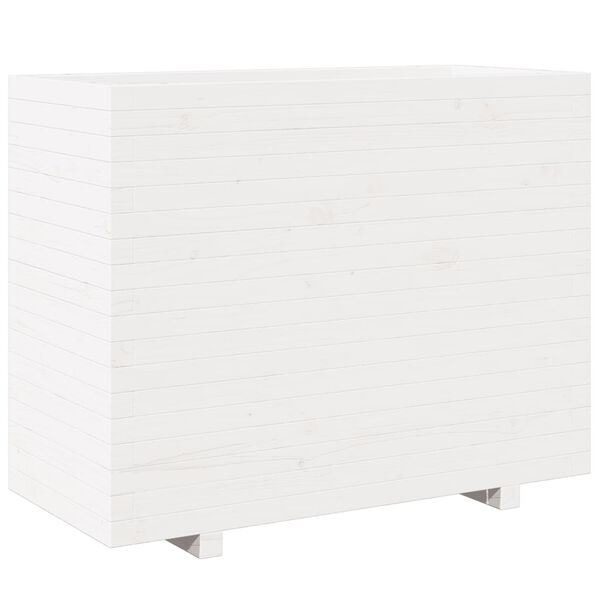 vidaXL Garden Planter White Solid pine wood Large Decorative Inlays