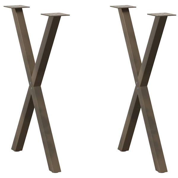 vidaXL Dining Table Legs X-Shaped 2 pcs Natural Steel 19.7x(28.3-28.7)" Steel
