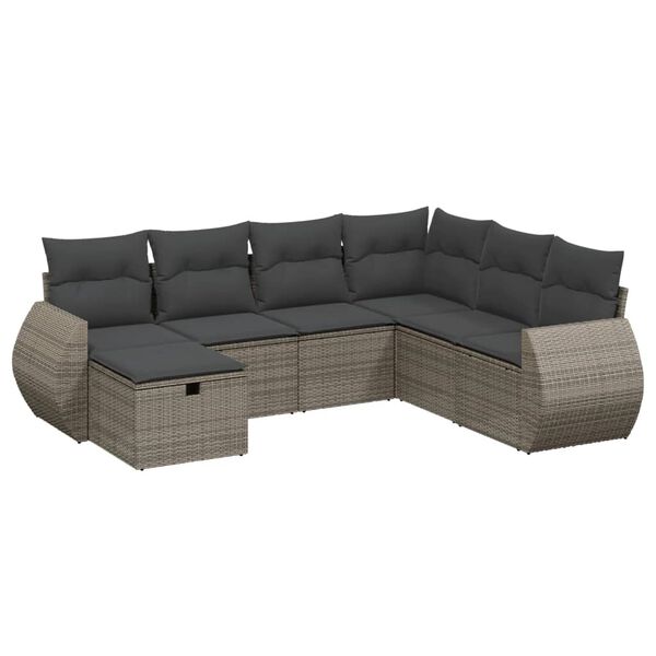 vidaXL Garden Sofa Set Grey Poly Rattan Large Modular Garden Sofa Set