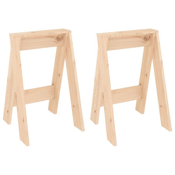 vidaXL Stool Set of 2 Natural Pine Solid Pine Wood Medium Durable