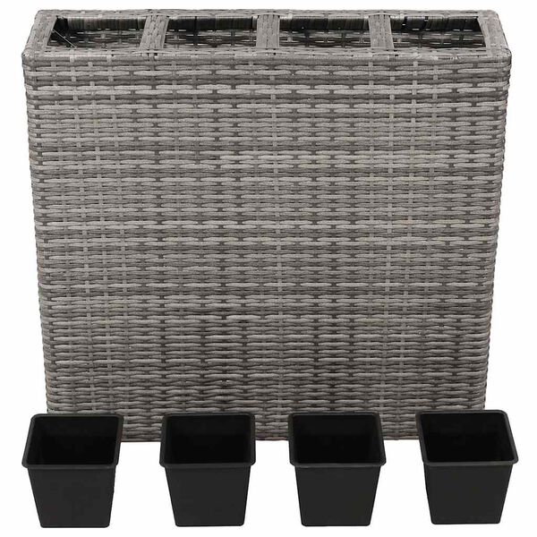 vidaXL Raised Bed Grey Poly rattan frame Medium Planters Planter