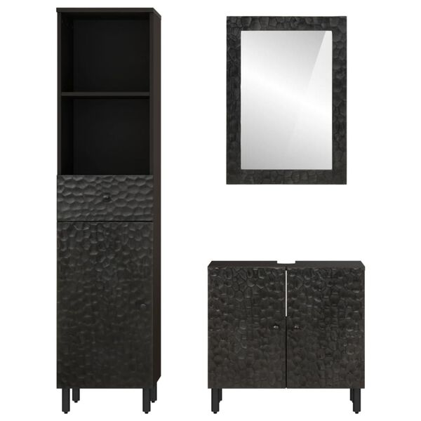 vidaXL Bathroom Cabinet Set Black Solid mango wood Medium