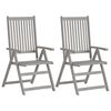 vidaXL Garden Chair Set of 4 Grey Solid acacia wood, polyester Medium