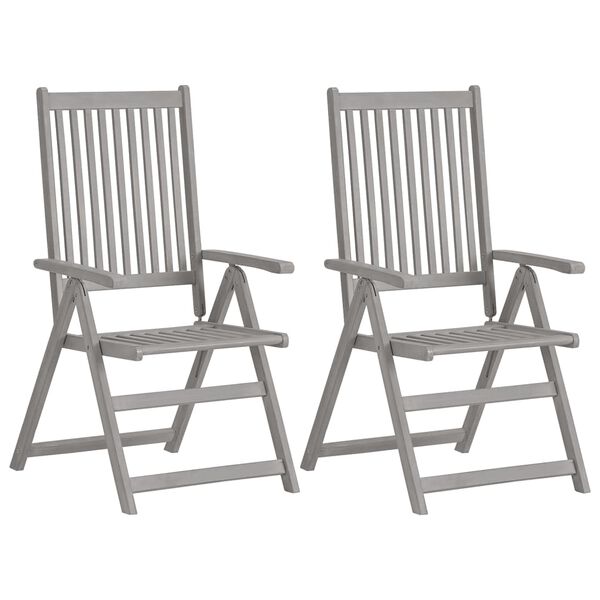 vidaXL Garden Chair Set of 4 Grey Solid acacia wood, polyester Medium