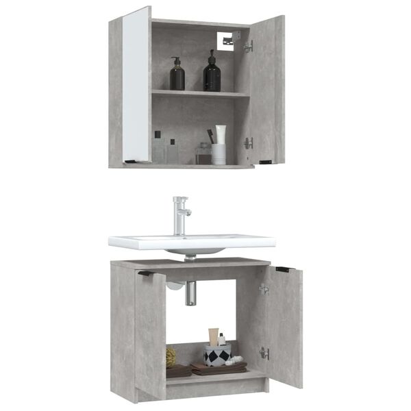vidaXL Bathroom Furniture Set Concrete Grey Engineered wood Standard