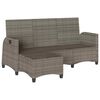 vidaXL Reclining Garden Sofa Grey PE Rattan, Powder-Coated Steel 3-Seater