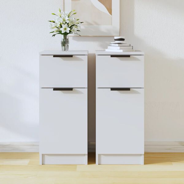 vidaXL Sideboard Set of 2 White Engineered wood Medium Sideboard
