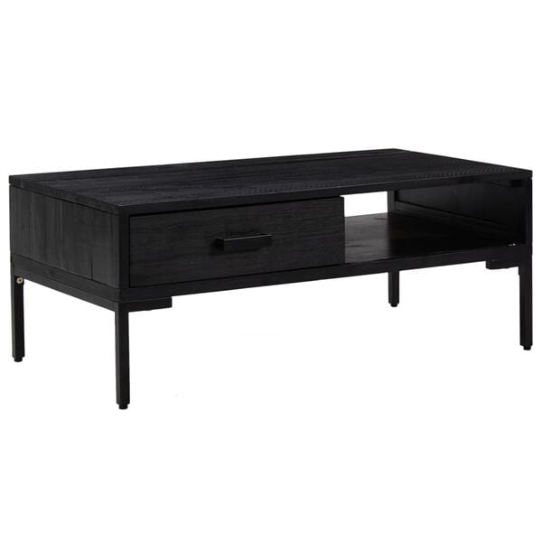 vidaXL Coffee Table Black Solid Pinewood 35.4x19.7x13.8 in Coffee Table
