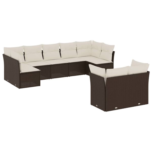 vidaXL Garden Sofa Set Brown, Cream White