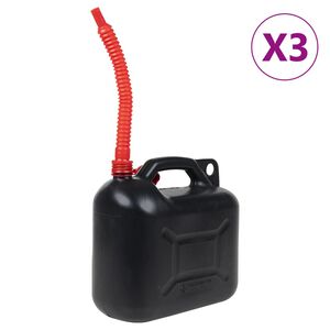 vidaXL Fuel Can with Flexible Spout 3 pcs Black 2.6 gal Plastic