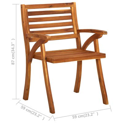 vidaXL Patio Dining Chairs with Cushions 3 pcs Solid Acacia Wood