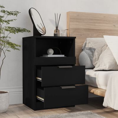 vidaXL Side Cabinets 2 pcs Black Engineered Wood