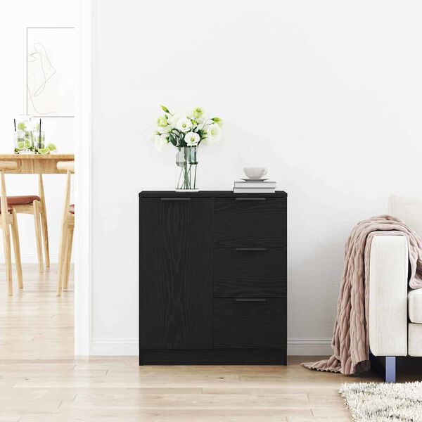 vidaXL Sideboard Black Oak 23.62 x 11.81 x 27.56 in Engineered Wood