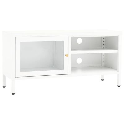 vidaXL TV Stand White 35.4"x11.8"x17.3" Steel and Glass