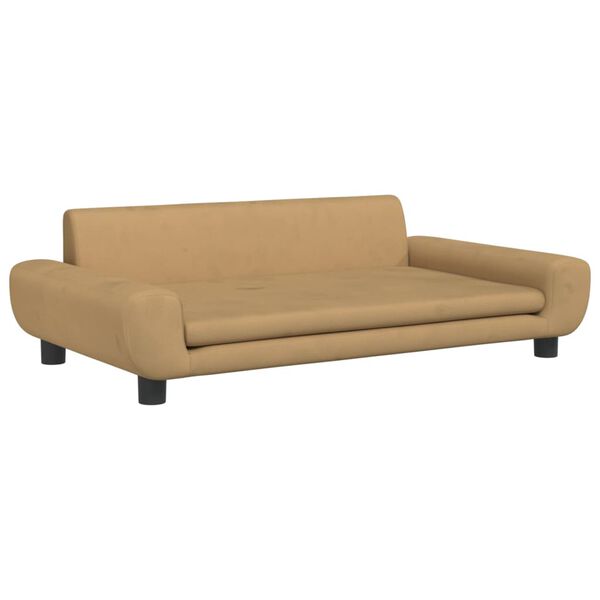vidaXL Kids Sofa Brown Velvet (100% polyester), solid pine wood, foam Mini