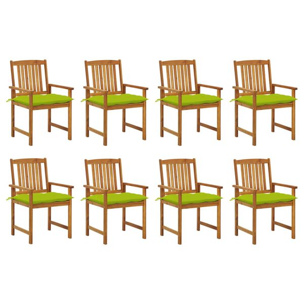 vidaXL Patio Chair Set of 8 Wooden Brown Solid Acacia Wood Standard