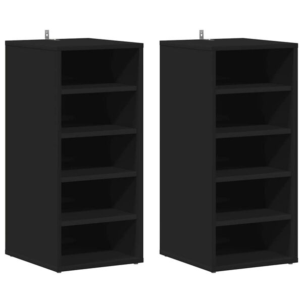 vidaXL Shoe Cabinet Set of 2 Black Engineered wood Medium Shoe Cabinet
