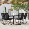 vidaXL Dining Set Black Powder-coated steel, glass, PE rattan 7 Piece