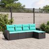 vidaXL 6 Piece Patio Sofa Set with Cushions Brown Poly Rattan