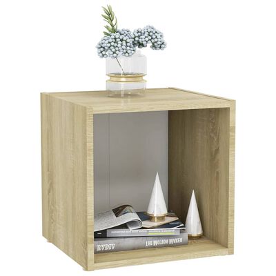 vidaXL TV Cabinet White and Sonoma Oak 14.6"x13.8"x14.6" Engineered Wood