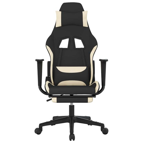 vidaXL Gaming Chair Black and Cream Fabric (100% polyester), Metal, Plywood