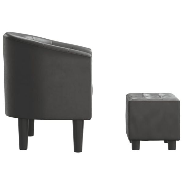 vidaXL Tub Chair with Footstool Gray Faux Leather