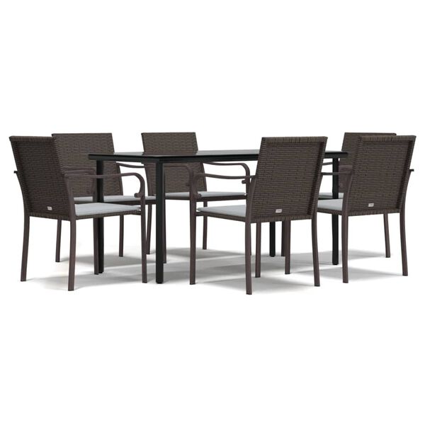 vidaXL Garden Dining Set Brown (chair), Black (table), Cream white (cushion)