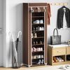 vidaXL Shoe Rack Brown Powder-coated steel, non-woven fabric