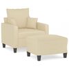 vidaXL Sofa Chair with Footstool Cream 23.6" Fabric