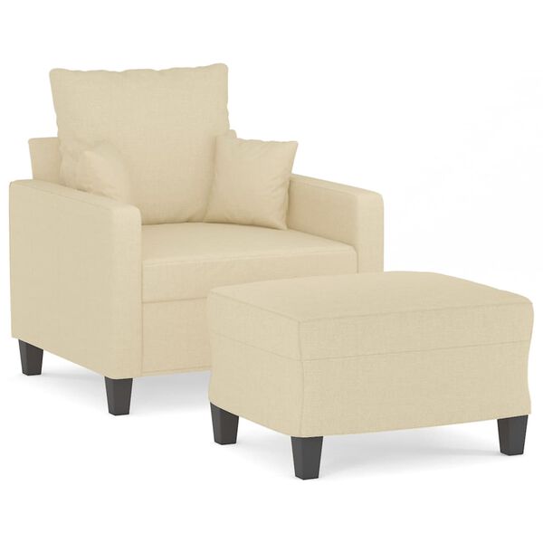 vidaXL Sofa Chair with Footstool Cream 23.6" Fabric