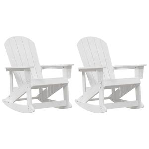 vidaXL Adirondack Rocking Chairs 2 pcs White HDPE