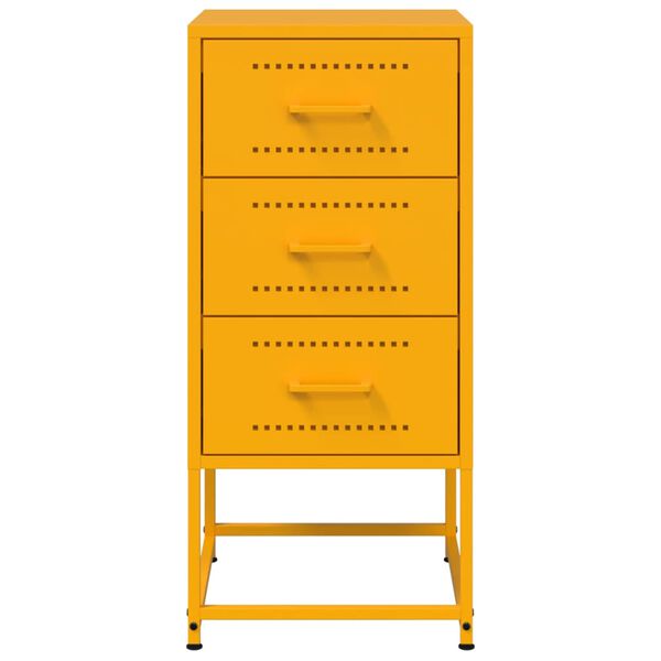 vidaXL Bedside Cabinet Set of 2 Mustard Yellow Steel Regular