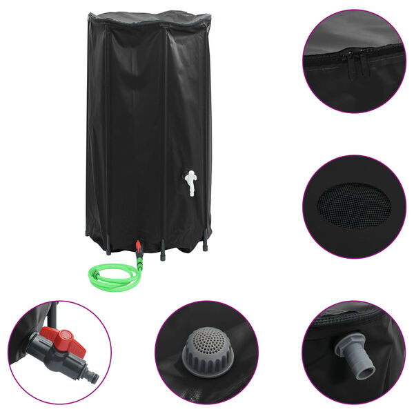 vidaXL Water Tank Black PVC Medium Collapsible Water Tank