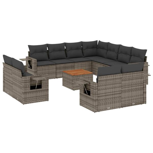 vidaXL Garden Sofa Set Grey Poly rattan Large Modular Garden Sofa Set