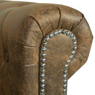 vidaXL Chesterfield Sofa 3-Seater Brown Faux Leather