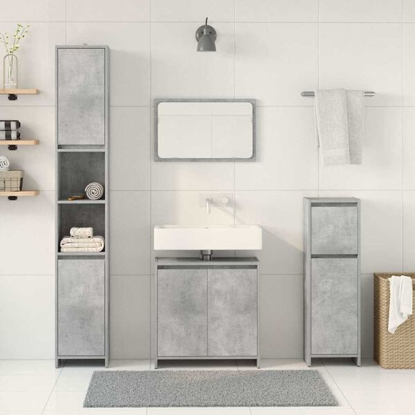 vidaXL Bathroom Furniture Set Concrete Grey Engineered Wood
