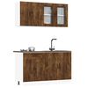 vidaXL Kitchen Cabinet Set Smoked oak Engineered wood and glass