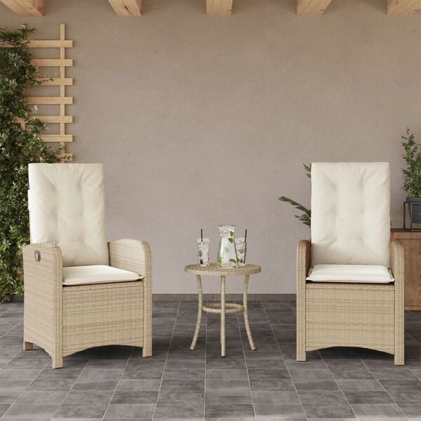 vidaXL Reclining Garden Chair Set of 2 Beige