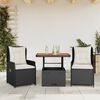 vidaXL Bistro Set Black PE Rattan Small Adjustable Armrests Bistro Set