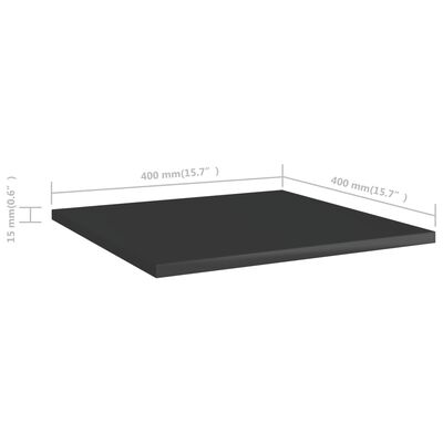 vidaXL Bookshelf Boards 4 pcs High Gloss Black 15.7"x15.7"x0.6" Chipboard