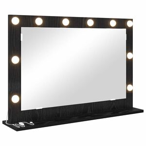 vidaXL Vanity Mirror with Mirror Black Oak 31.50 x 5.91 x 7.09 in