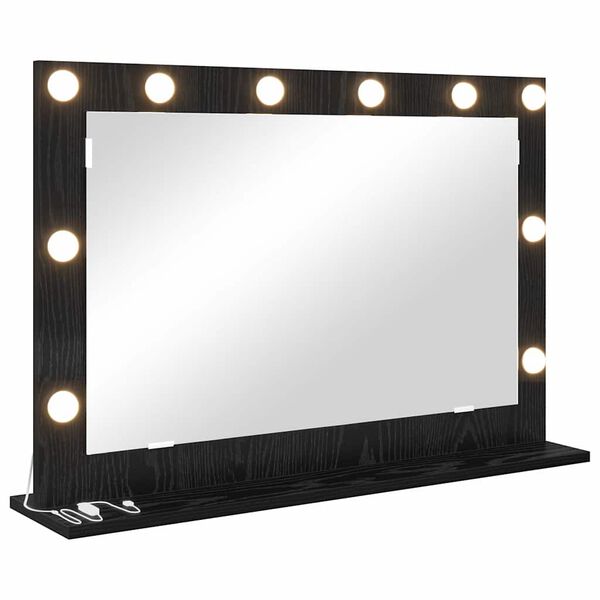 vidaXL Vanity Mirror with Mirror Black Oak 31.50 x 5.91 x 7.09 in