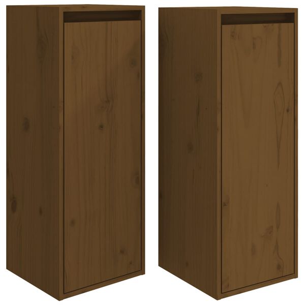 vidaXL Wall Cabinet Set of 2 Honey brown Solid pine wood Medium