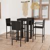 vidaXL Garden Bar Set Black PE rattan, powder-coated steel Footrest